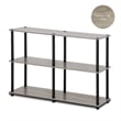 Pemberly Row Wood 3-Tier Storage Display Rack in French Oak Gray/Black