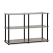 Pemberly Row Wood 3-Tier Storage Display Rack in French Oak Gray/Black