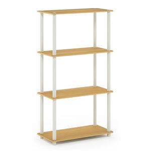 Pemberly Row Wood 4-Tier Multipurpose Shelf Display Rack in Beech/Natural