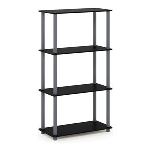 Pemberly Row Wood 4-Tier Multipurpose Shelf Display Rack in Black/Gray