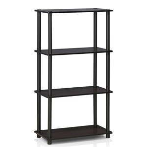 Pemberly Row Wood 4-Tier Multipurpose Shelf Display Rack in Dark Walnut