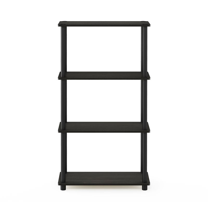 Pemberly Row Turn-N-Tube Wood 4-Tier Shelf Display Rack in Espresso/Black