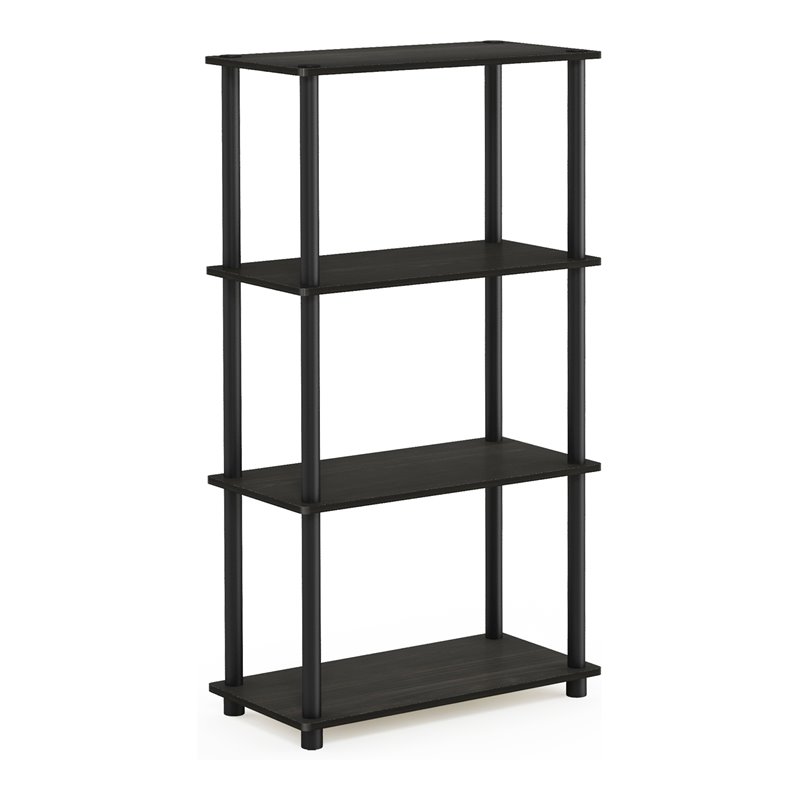 Pemberly Row Turn-N-Tube Wood 4-Tier Shelf Display Rack in Espresso/Black