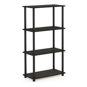 Pemberly Row Turn-N-Tube Wood 4-Tier Shelf Display Rack in Espresso/Black