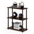 Pemberly Row Turn-N-Tube Wood 3-Tier Compact Shelf Display Rack in Walnut/Brown