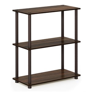 Pemberly Row Turn-N-Tube Wood 3-Tier Compact Shelf Display Rack in Walnut/Brown
