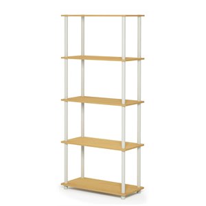 Pemberly Row Wood 5-Tier Multipurpose Shelf Display Rack in Beech/Natural