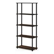 Pemberly Row Turn-N-Tube Wood 5-Tier Shelf Display Rack in Columbia Walnut/Black