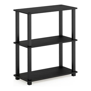 Pemberly Row Wood 3-Tier Compact Shelf Display Rack in Americano Black