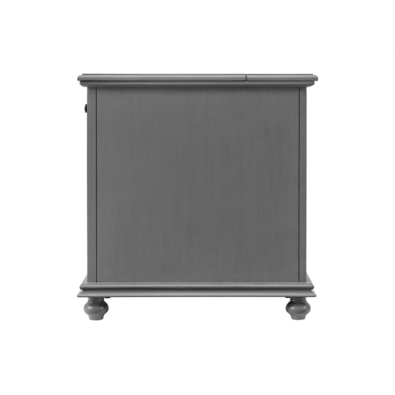 Pemberly Row Traditional Engineered Wood Chairside Table with Power Gray