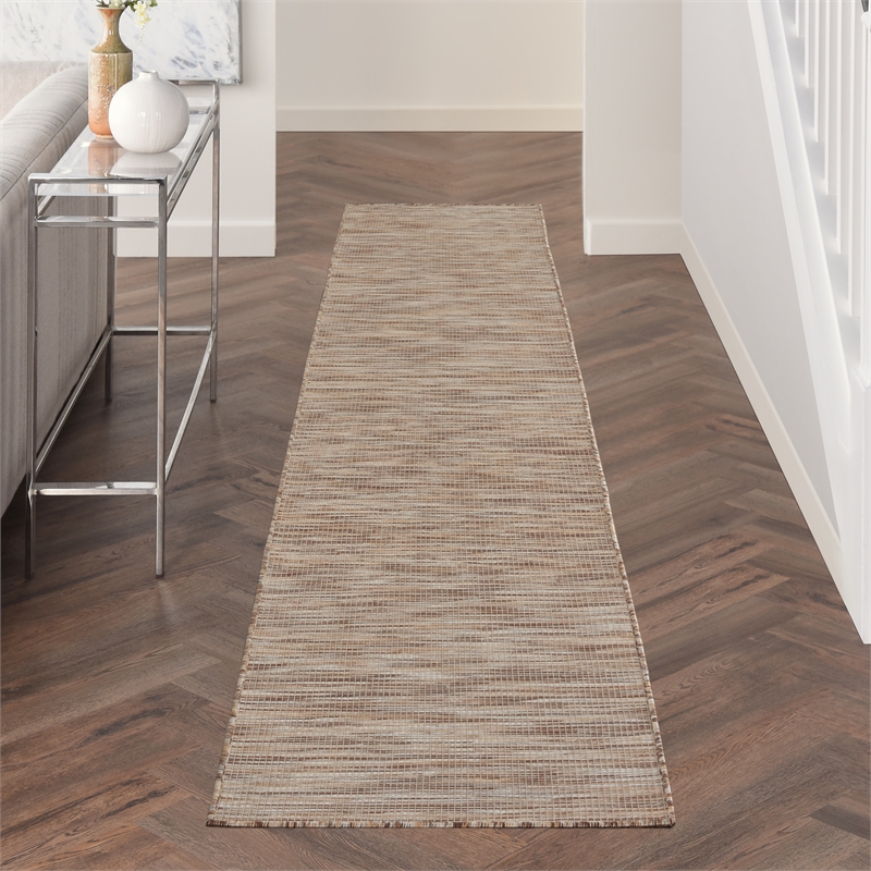 Pemberly Row 10' Runner Beige Fabric Modern Area Rug (10' Runner)