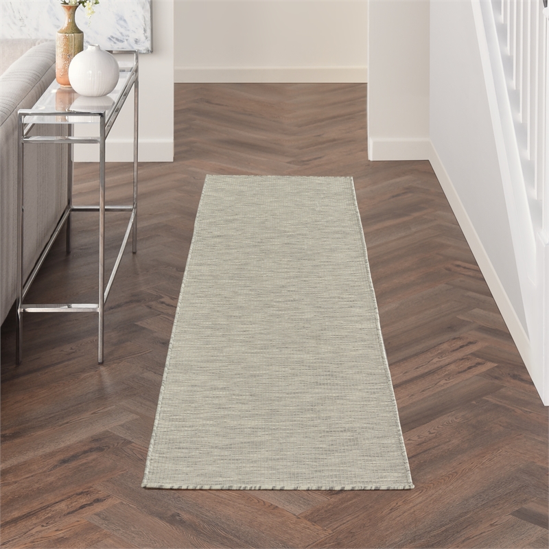 Pemberly Row 8' Runner Light Gray Fabric Modern Area Rug (8' Runner)