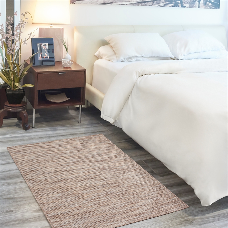 Pemberly Row Contemporary 3' x 5' Beige Fabric Modern Area Rug (3' x 5')