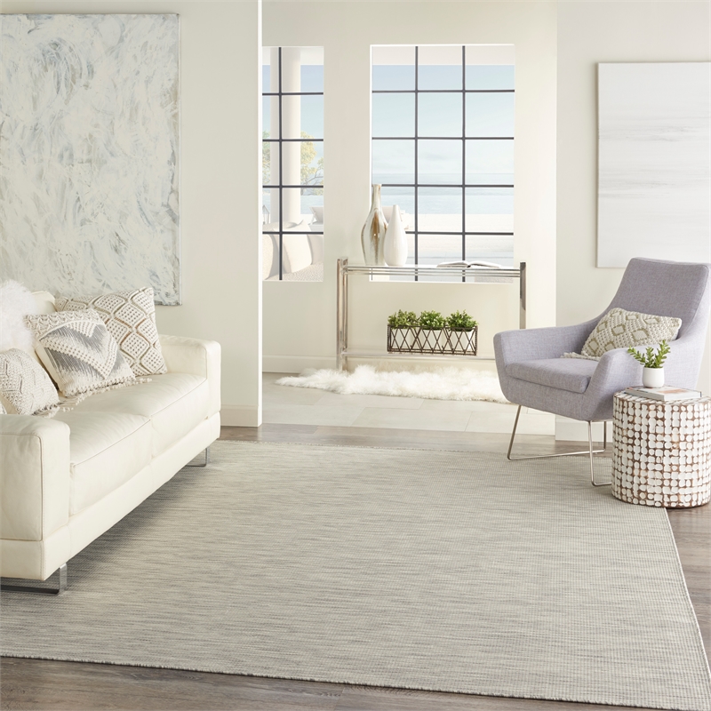 Pemberly Row 8' x 10' Light Gray Fabric Modern Area Rug (8' x 10')