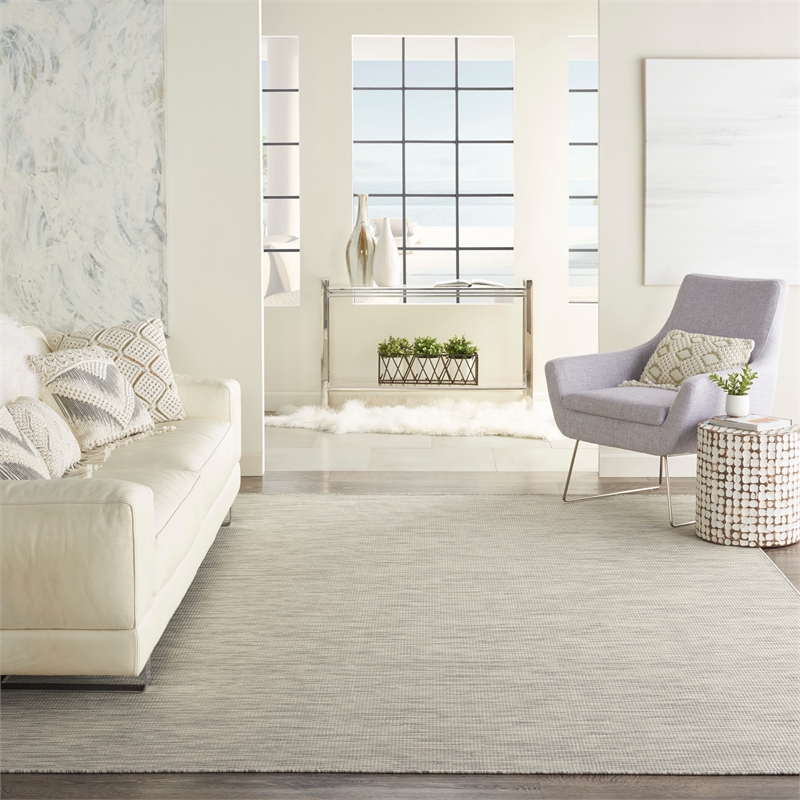 Pemberly Row 8' x 10' Light Gray Fabric Modern Area Rug (8' x 10')