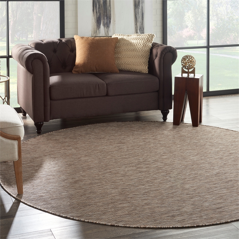 Pemberly Row 8' x Round Beige Fabric Modern Area Rug (8' Round)