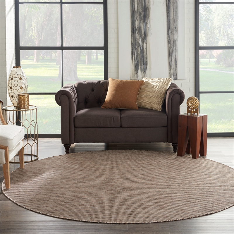 Pemberly Row 8' x Round Beige Fabric Modern Area Rug (8' Round)