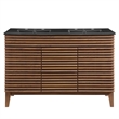Pemberly Row Modern Wood Double Sink Bathroom Vanity in Walnut/Black