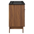 Pemberly Row Modern Wood Double Sink Bathroom Vanity in Walnut/Black