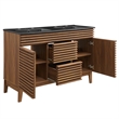 Pemberly Row Modern Wood Double Sink Bathroom Vanity in Walnut/Black