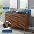 Pemberly Row Modern Wood Double Sink Bathroom Vanity in Walnut/Black