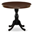 Pemberly Row Round Table for Compact Space-Mahogany Top & Black Pedestal