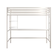 Pemberly Row Contemporary Metal Twin Loft Bed with Desk in Off White