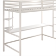 Pemberly Row Contemporary Metal Twin Loft Bed with Desk in Off White