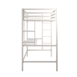 Pemberly Row Contemporary Metal Twin Loft Bed with Desk in Off White