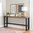 Pemberly Row Contemporary Steel & Wood Sofa Bar Table in Dark Gunmetal