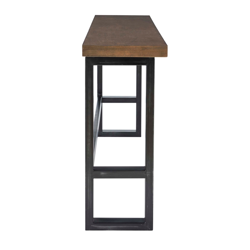 Pemberly Row Contemporary Steel & Wood Sofa Bar Table in Dark Gunmetal
