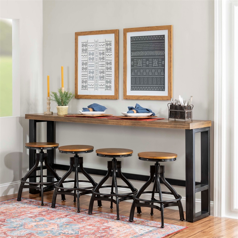 Pemberly Row Contemporary Steel & Wood Sofa Bar Table in Dark Gunmetal