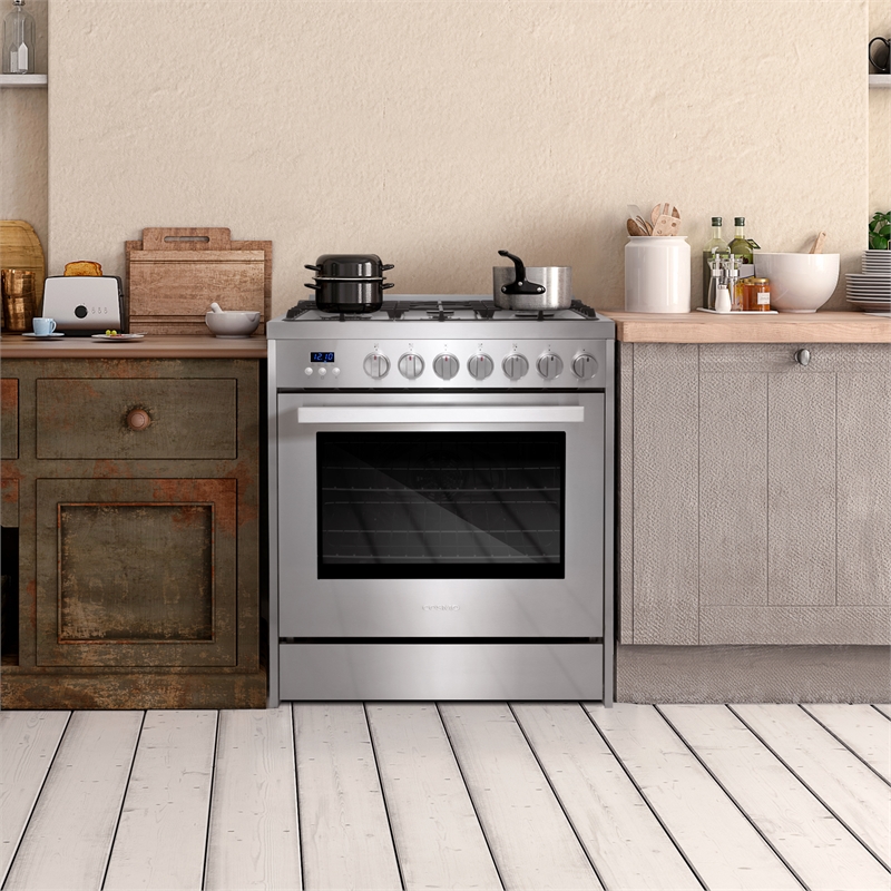 Pemberly Row 30 in. 5.0 cu. ft Single Oven Gas Range with 5 Burner Cooktop
