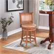 Pemberly Row Wood & Faux Leather Swivel Counter Stool in Chestnut/Brown