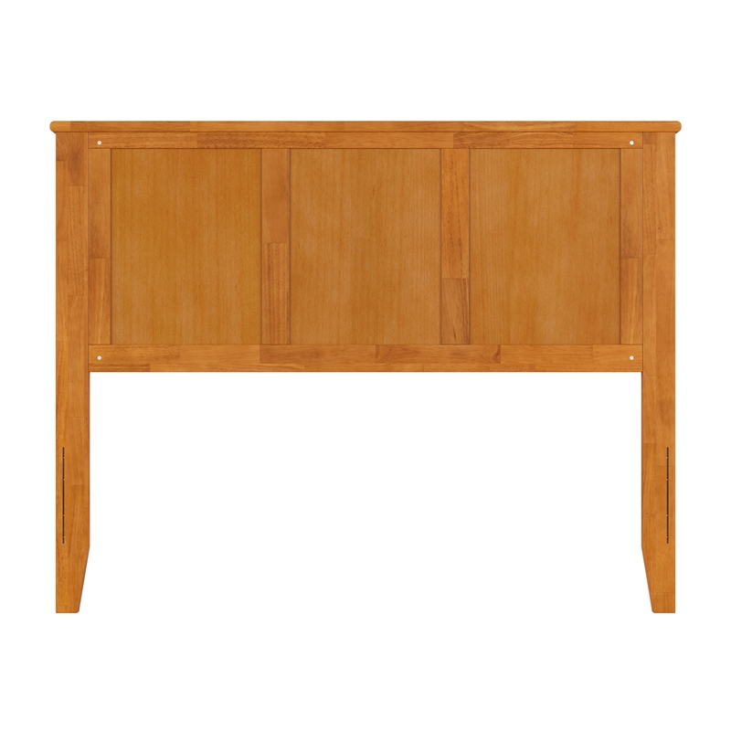 Pemberly Row Full Solid Wood Panel Headboard in Light Toffee