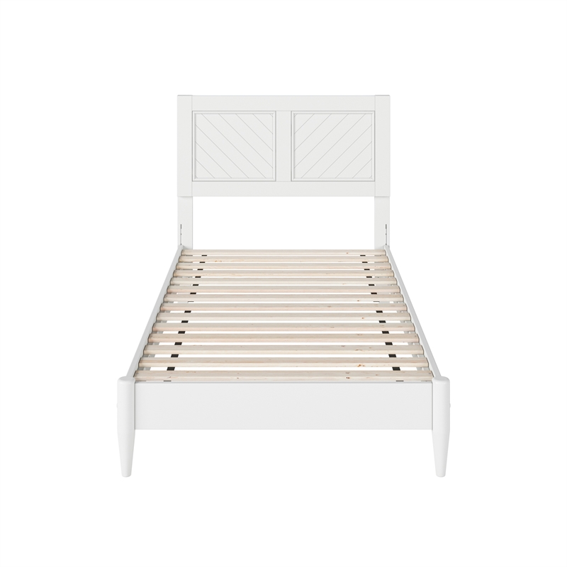 Pemberly Row Twin Solid Wood Low Profile Platform Bed in White