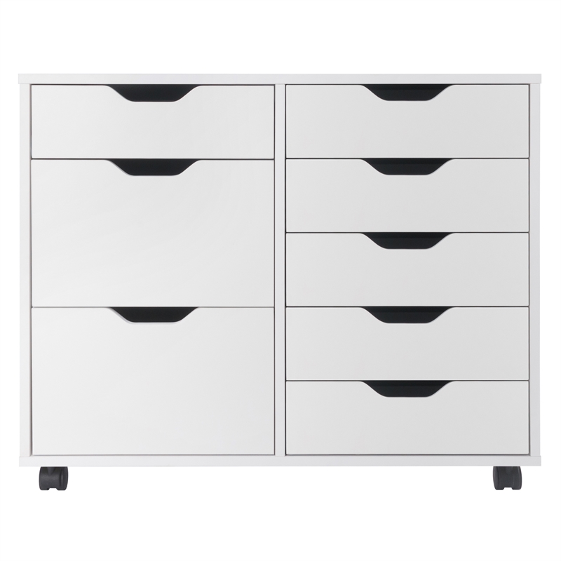 Pemberly Row 6-Drawer Engineered Wood Mobile Storage Cabinet in Crisp White