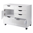 Pemberly Row 6-Drawer Engineered Wood Mobile Storage Cabinet in Crisp White