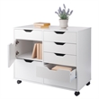 Pemberly Row 6-Drawer Engineered Wood Mobile Storage Cabinet in Crisp White