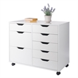 Pemberly Row 6-Drawer Engineered Wood Mobile Storage Cabinet in Crisp White