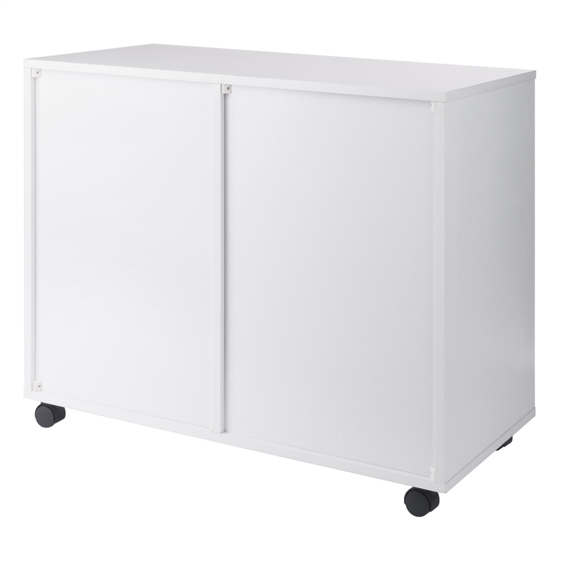 Pemberly Row 6-Drawer Engineered Wood Mobile Storage Cabinet in Crisp White
