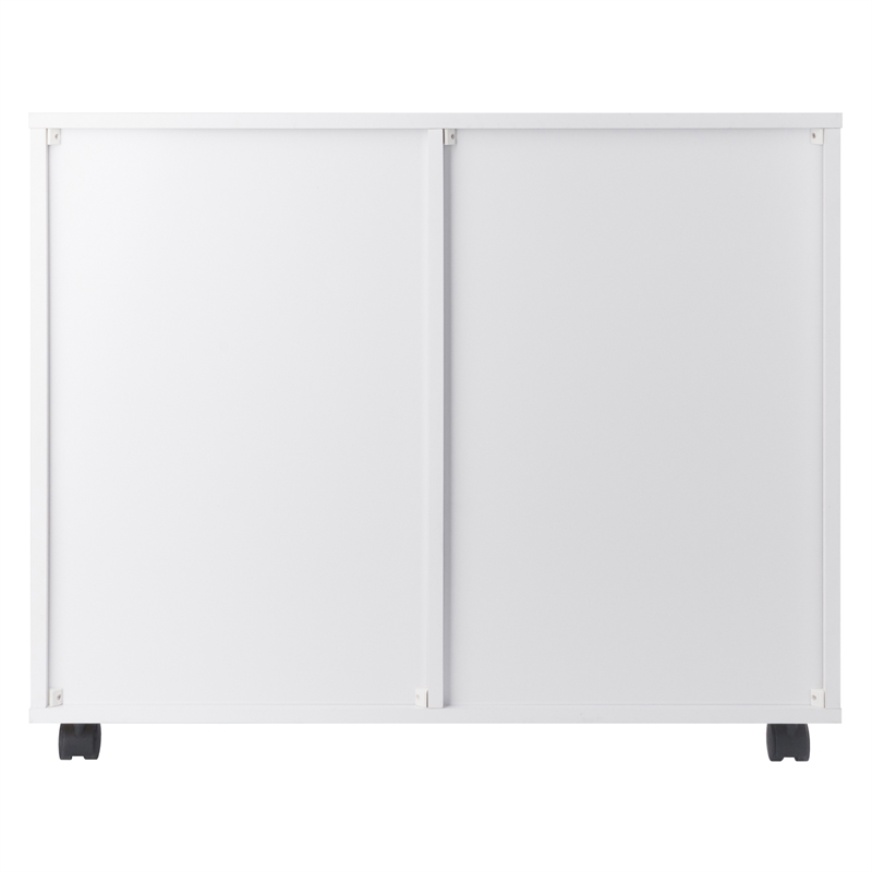 Pemberly Row 6-Drawer Engineered Wood Mobile Storage Cabinet in Crisp White