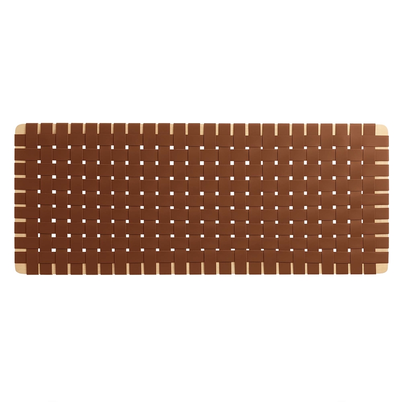 Pemberly Row Weave Vegan Leather Full Headboard in Natural Brown