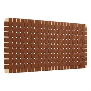 Pemberly Row Weave Vegan Leather Full Headboard in Natural Brown