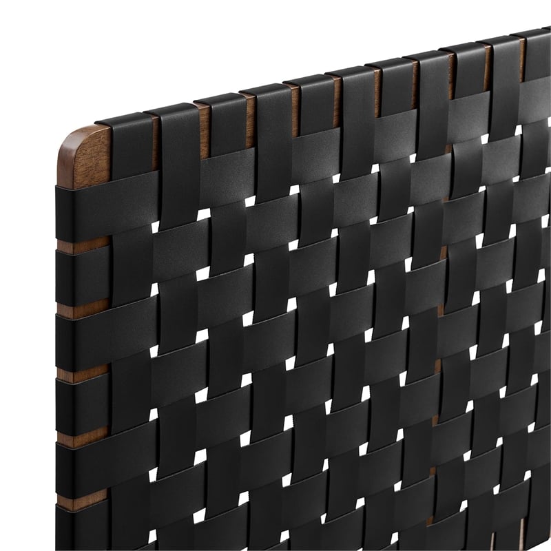 Pemberly Row Weave Vegan Leather Full Headboard in Walnut Black