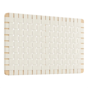 Pemberly Row Weave Wall-Mount Vegan Leather Twin Headboard in Natural Beige