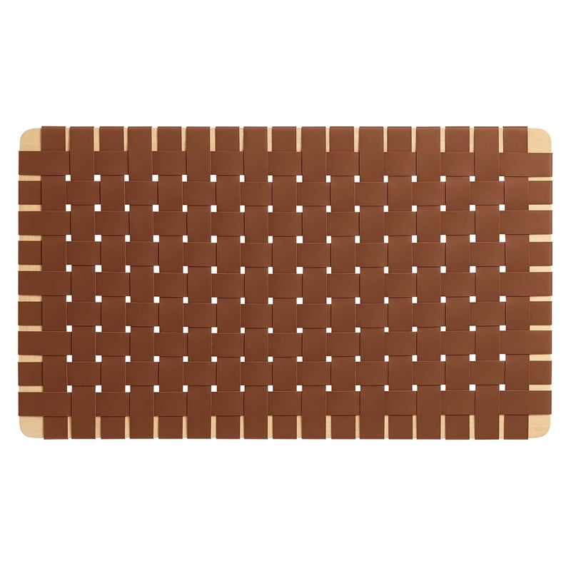 Pemberly Row Weave Wall-Mount Vegan Leather Twin Headboard in Natural Brown