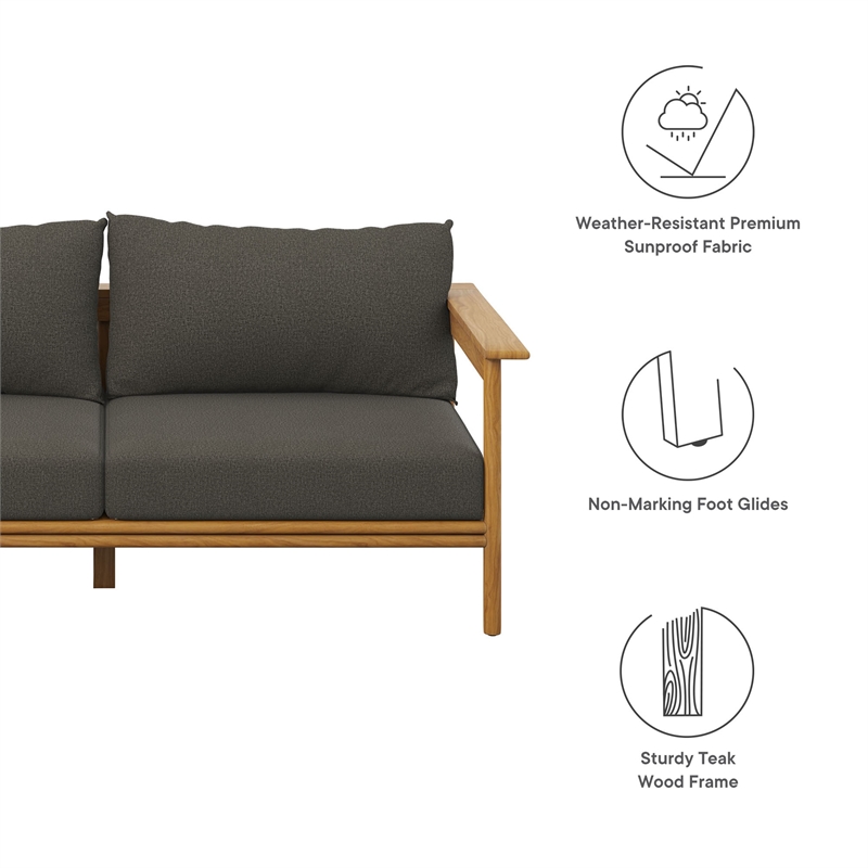 Pemberly Row Modern / Contemporary Fabric Sofa in Natural Flint Gray
