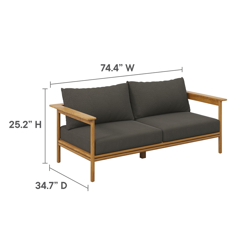 Pemberly Row Modern / Contemporary Fabric Sofa in Natural Flint Gray
