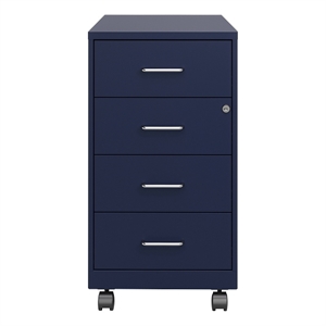 Pemberly Row 18&quotD 4 Drawer Metal Mobile Filing Cabinet Organizer-Locking-Navy
